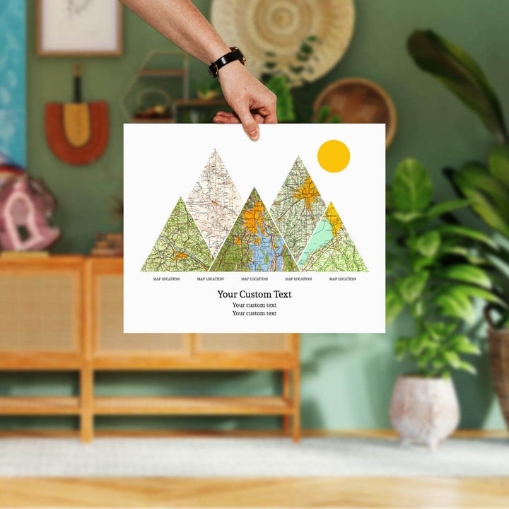 Personalized Mountain Atlas Map with 5 Locations, Unframed Print, Styled#color-finish_unframed