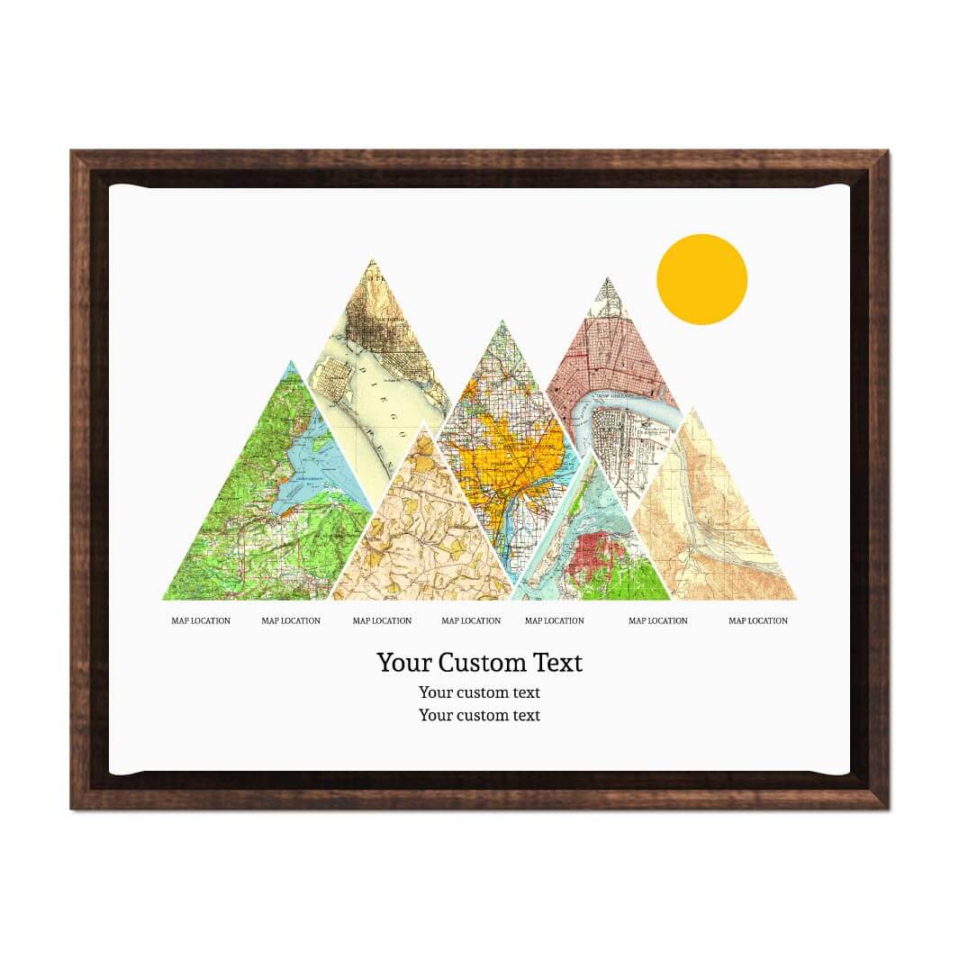 Personalized Mountain Atlas Map with 7 Locations, Espresso Floater Framed Art Print#color-finish_espresso-floater-frame
