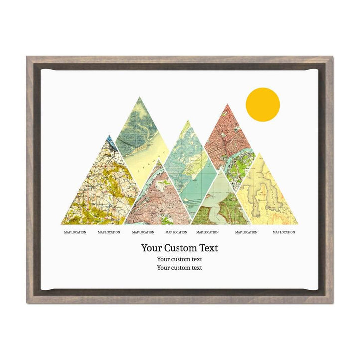 Personalized Mountain Atlas Map with 7 Locations, Gray Floater Framed Art Print#color-finish_gray-floater-frame