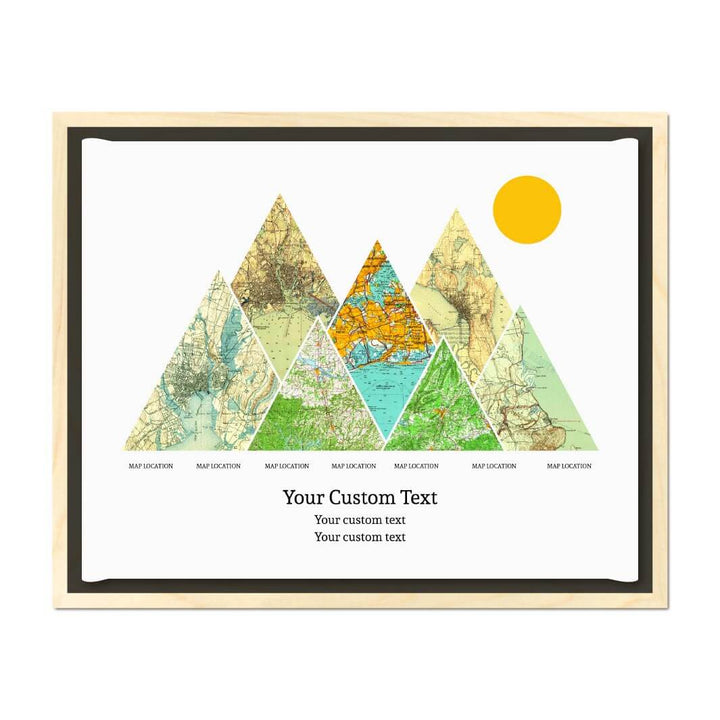 Personalized Mountain Atlas Map with 7 Locations, Light Wood Floater Framed Art Print#color-finish_light-wood-floater-frame