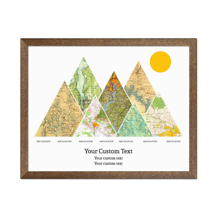Personalized Mountain Atlas Map with 7 Locations, Walnut Thin Framed Art Print#color-finish_walnut-thin-frame