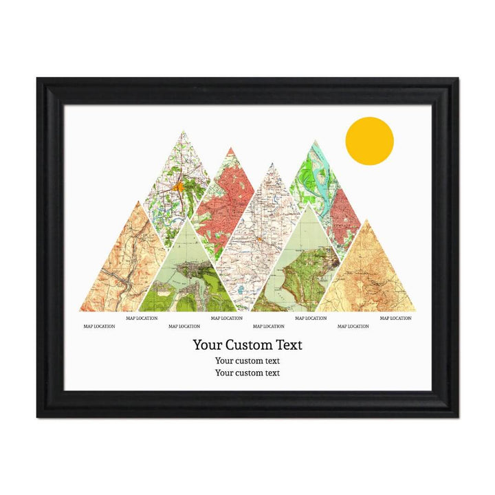 Personalized Mountain Atlas Map with 8 Locations, Black Beveled Framed Art Print#color-finish_black-beveled-frame