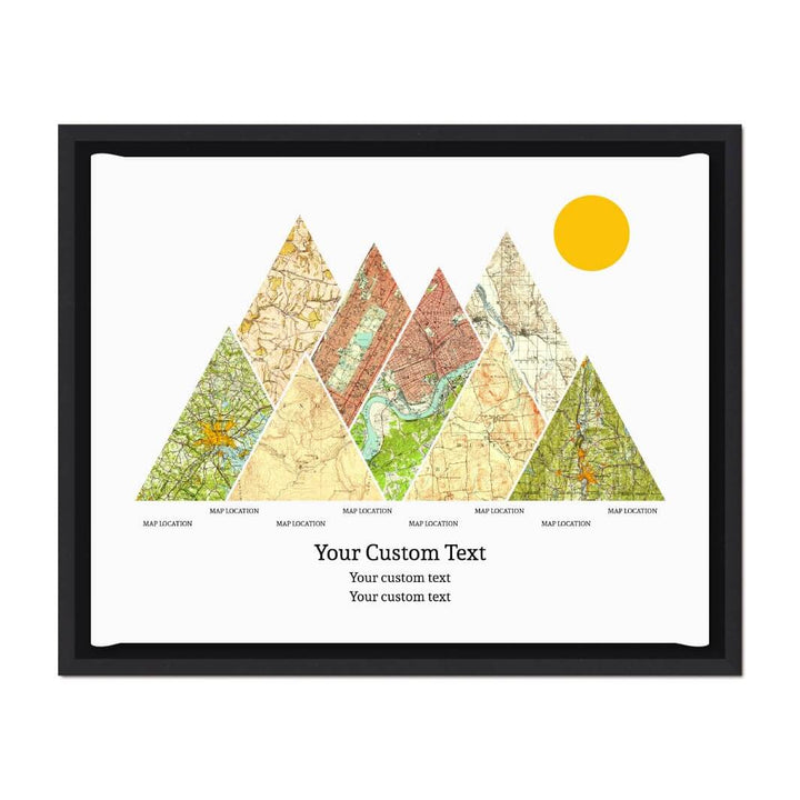 Personalized Mountain Atlas Map with 8 Locations, Black Floater Framed Art Print#color-finish_black-floater-frame