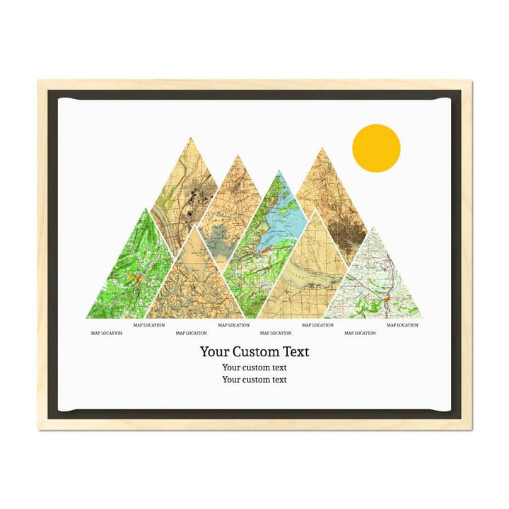 Personalized Mountain Atlas Map with 8 Locations, Light Wood Floater Framed Art Print#color-finish_light-wood-floater-frame