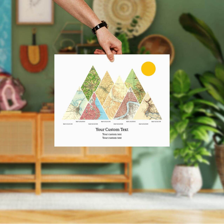 Personalized Mountain Atlas Map with 8 Locations, Unframed Print, Styled#color-finish_unframed