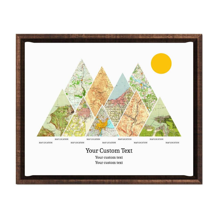 Personalized Mountain Atlas Map with 9 Locations, Espresso Floater Framed Art Print#color-finish_espresso-floater-frame