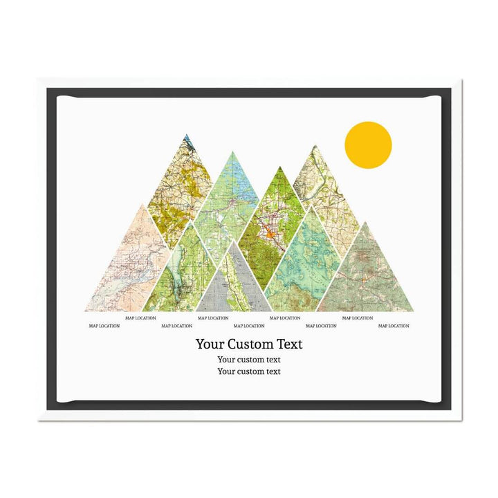 Personalized Mountain Atlas Map with 9 Locations, White Floater Framed Art Print#color-finish_white-floater-frame