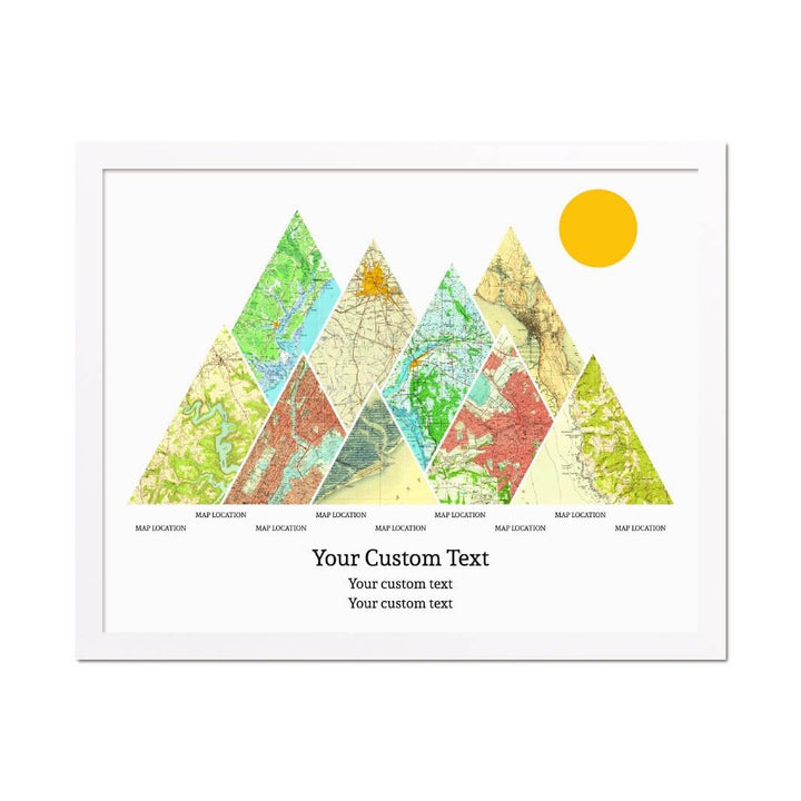 Personalized Mountain Atlas Map with 9 Locations, White Thin Framed Art Print#color-finish_white-thin-frame