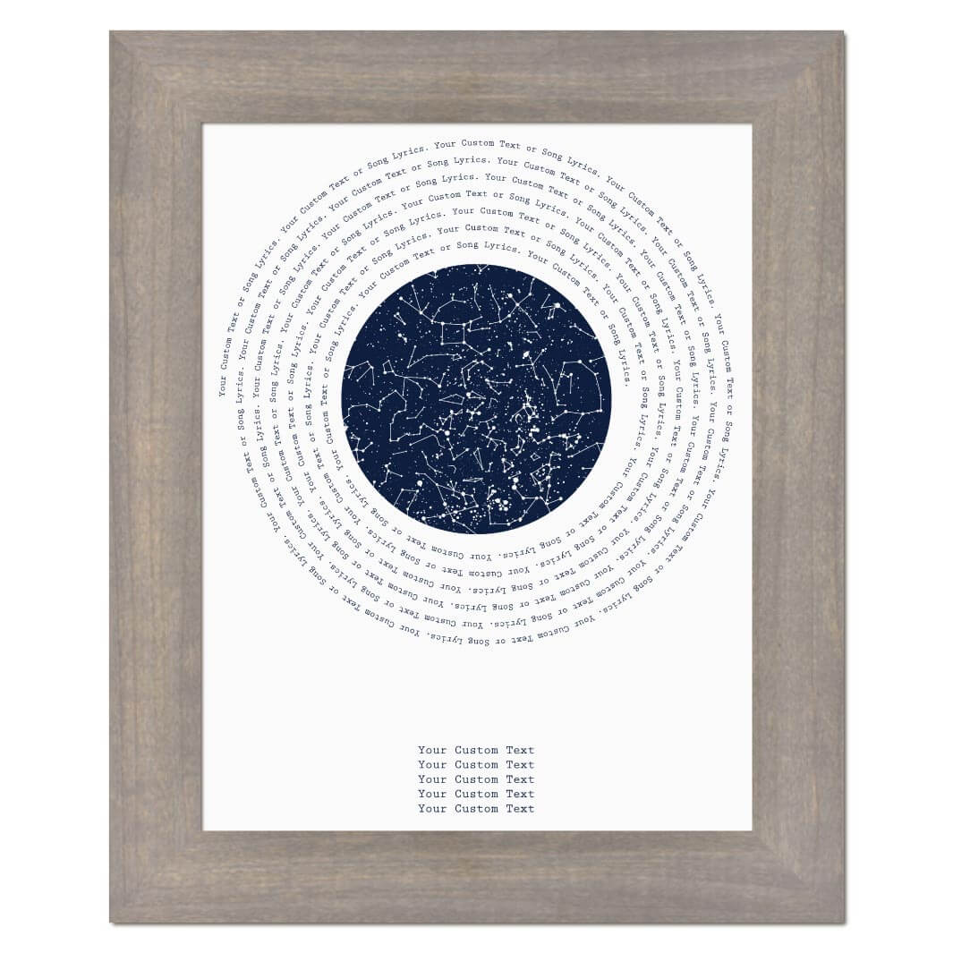 Song Lyrics Gift with 1 Star Map, Personalized Vertical Paper Print, Gray Wide Frame#color-finish_gray-wide-frame