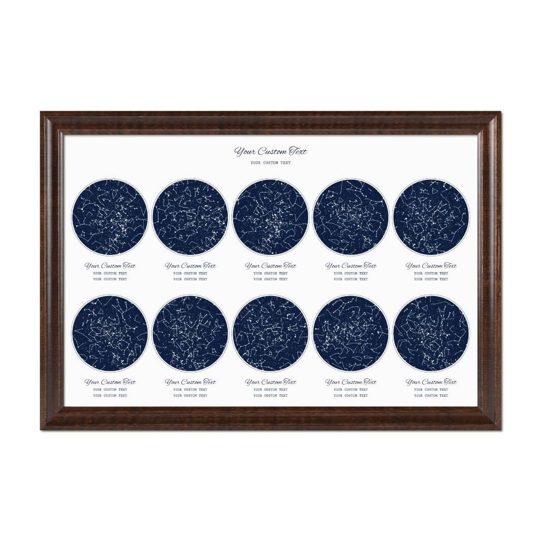 Star Map Gift Personalized With 10 Night Skies, Horizontal, Espresso Beveled Framed Art Print#color-finish_espresso-beveled-frame