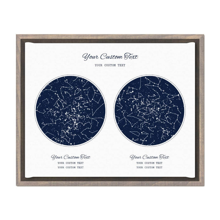 Star Map Gift Personalized With 2 Night Skies, Horizontal, Gray Floater Framed Art Print#color-finish_gray-floater-frame