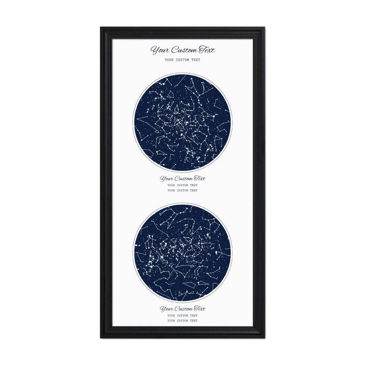 Star Map Gift Personalized With 2 Night Skies, Vertical, Black Beveled Framed Art Print#color-finish_black-beveled-frame