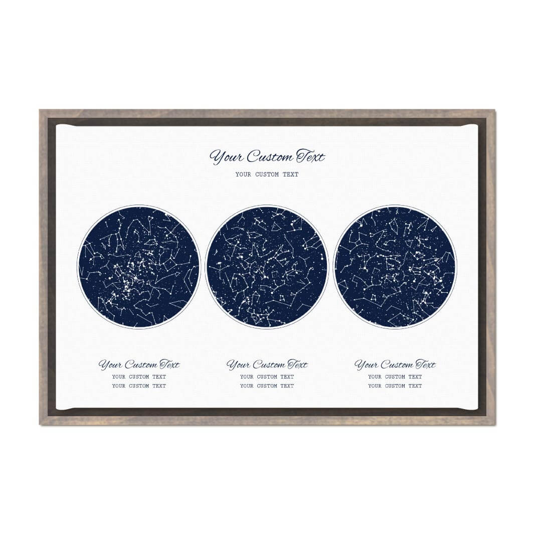 Star Map Gift Personalized With 3 Night Skies, Horizontal, Gray Floater Framed Art Print#color-finish_gray-floater-frame