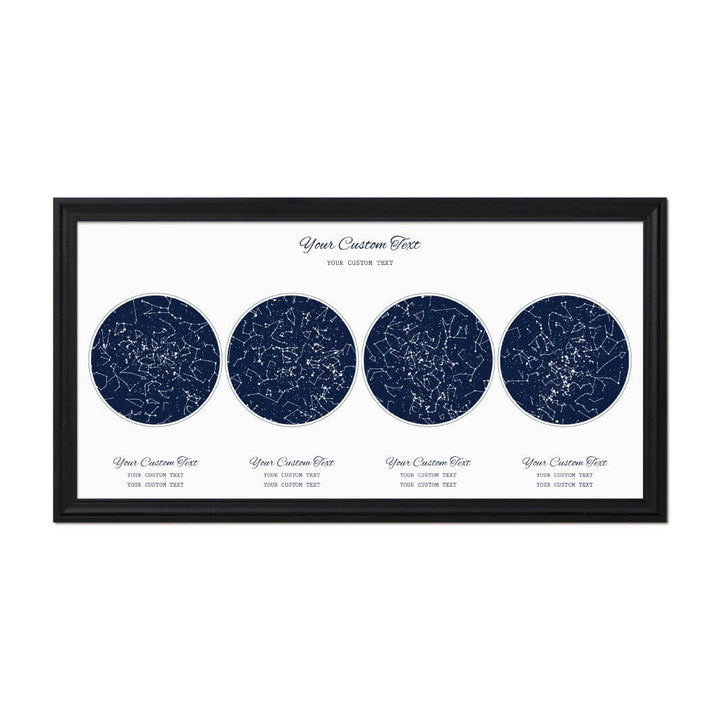 Star Map Gift Personalized With 4 Night Skies, Horizontal, Black Beveled Framed Art Print#color-finish_black-beveled-frame