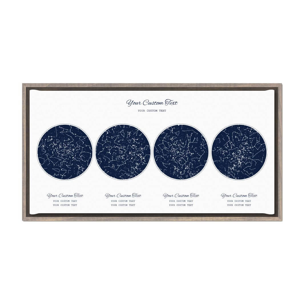 Star Map Gift Personalized With 4 Night Skies, Horizontal, Gray Floater Framed Art Print#color-finish_gray-floater-frame