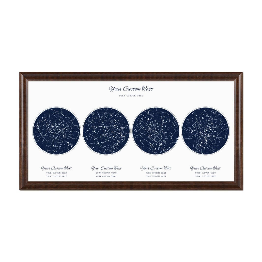 Star Map Gift Personalized With 4 Night Skies, Horizontal, Espresso Beveled Framed Art Print#color-finish_espresso-beveled-frame