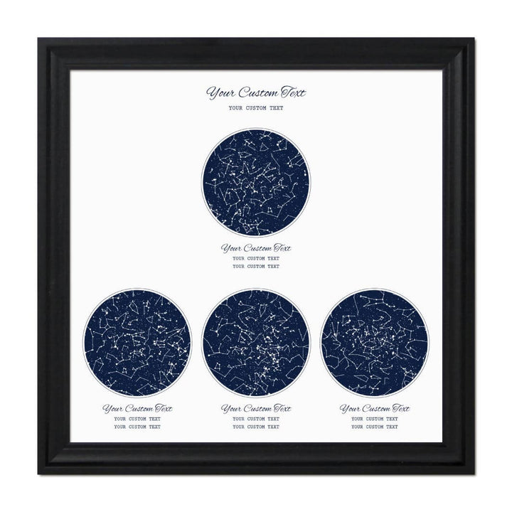 Star Map Gift Personalized With 4 Night Skies, Square, Black Beveled Framed Art Print#color-finish_black-beveled-frame