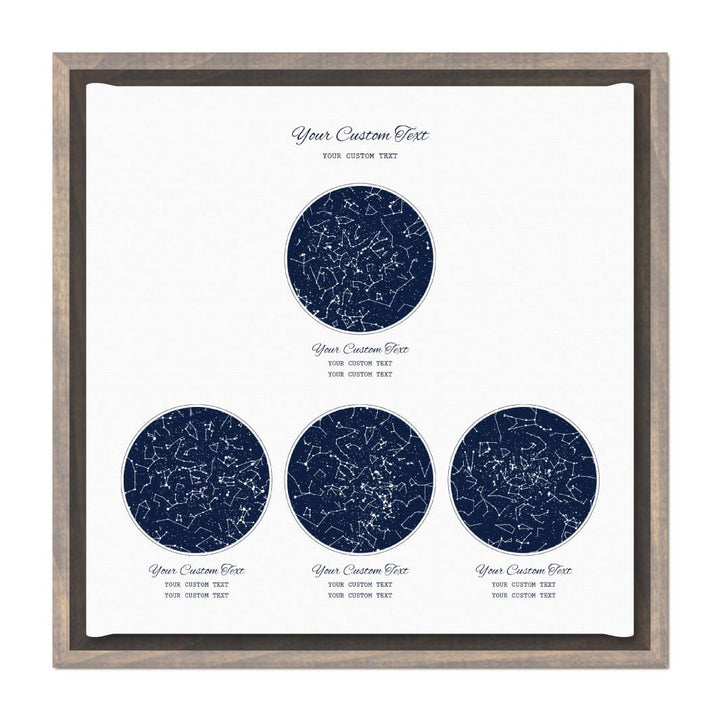 Star Map Gift Personalized With 4 Night Skies, Square, Gray Floater Framed Art Print#color-finish_gray-floater-frame