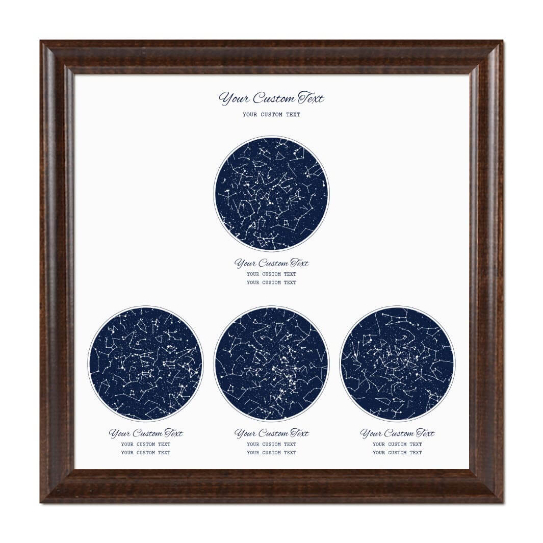Star Map Gift Personalized With 4 Night Skies, Square, Espresso Beveled Framed Art Print#color-finish_espresso-beveled-frame