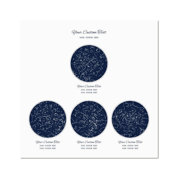 Star Map Gift Personalized With 4 Night Skies, Square, Unframed Art Print#color-finish_unframed