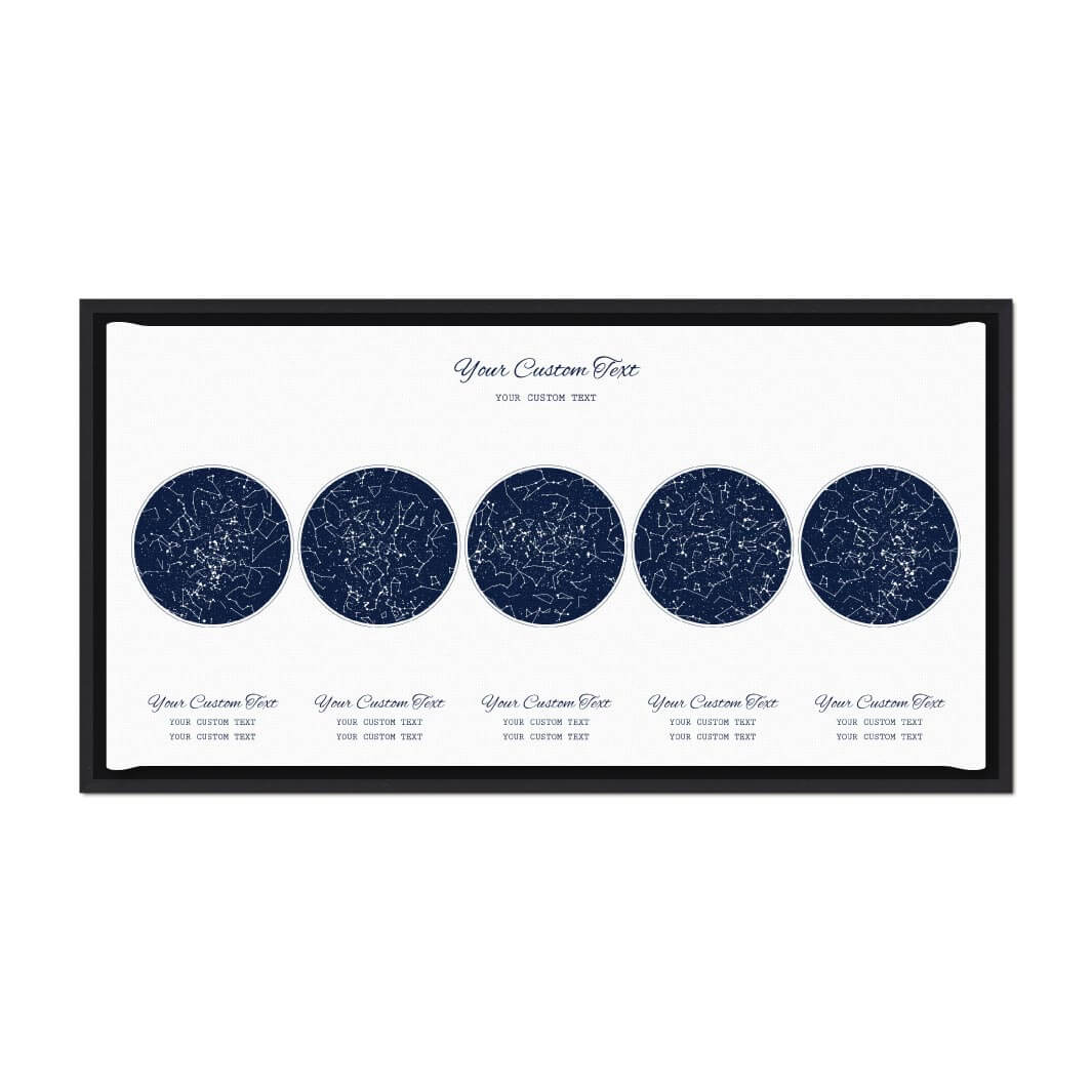 Star Map Gift Personalized With 5 Night Skies, Horizontal, Black Floater Framed Art Print#color-finish_black-floater-frame