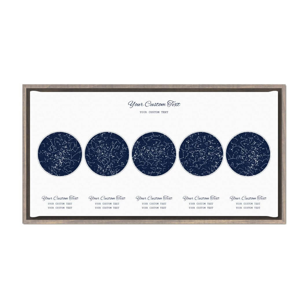 Star Map Gift Personalized With 5 Night Skies, Horizontal, Gray Floater Framed Art Print#color-finish_gray-floater-frame