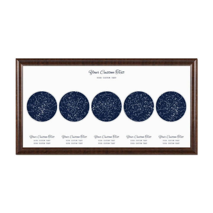 Star Map Gift Personalized With 5 Night Skies, Horizontal, Espresso Beveled Framed Art Print#color-finish_espresso-beveled-frame
