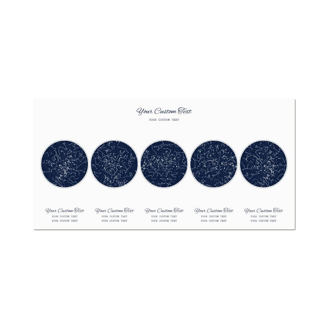 Star Map Gift Personalized With 5 Night Skies, Horizontal, Unframed Art Print#color-finish_unframed