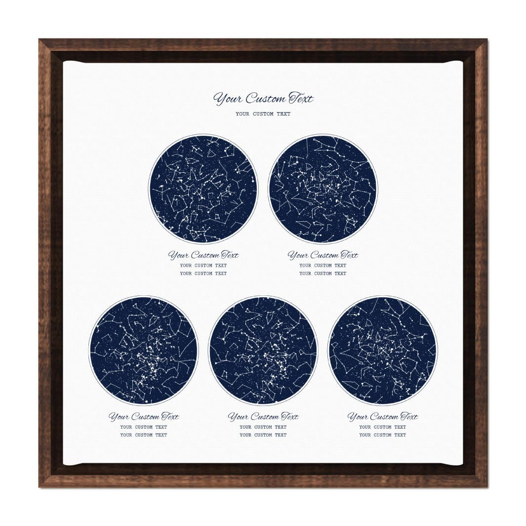 Star Map Gift Personalized With 5 Night Skies, Square, Espresso Floater Framed Art Print#color-finish_espresso-floater-frame