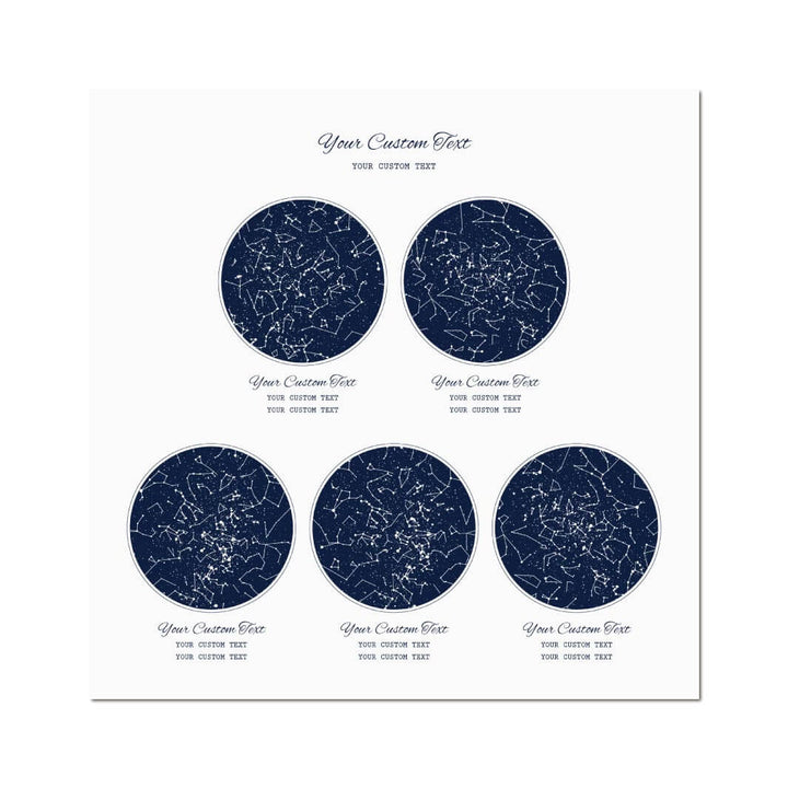 Star Map Gift Personalized With 5 Night Skies, Square, Unframed Art Print#color-finish_unframed