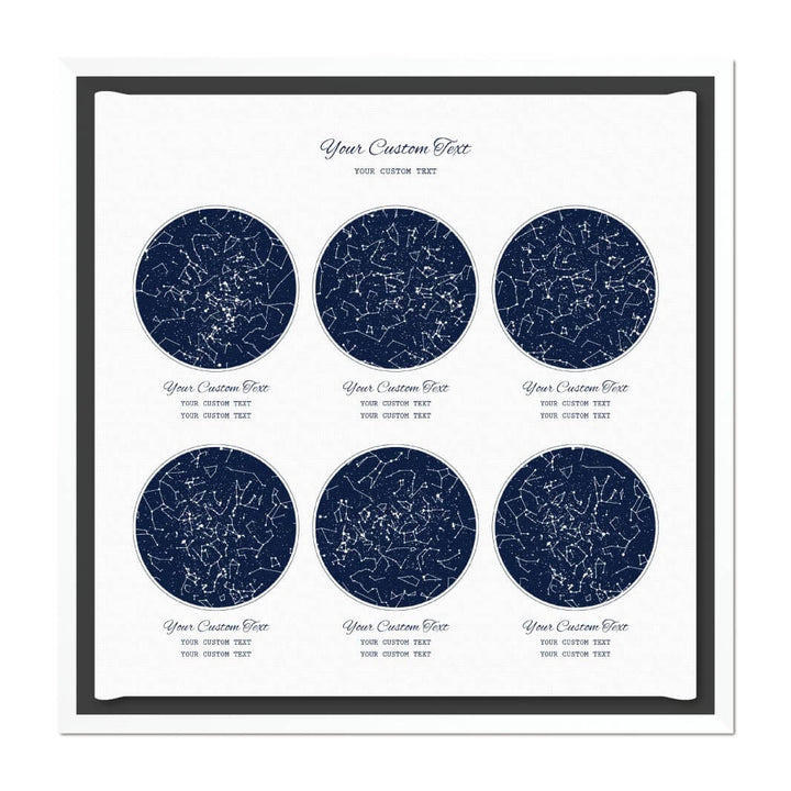 Star Map Gift Personalized With 6 Night Skies, Square, White Floater Framed Art Print#color-finish_white-floater-frame