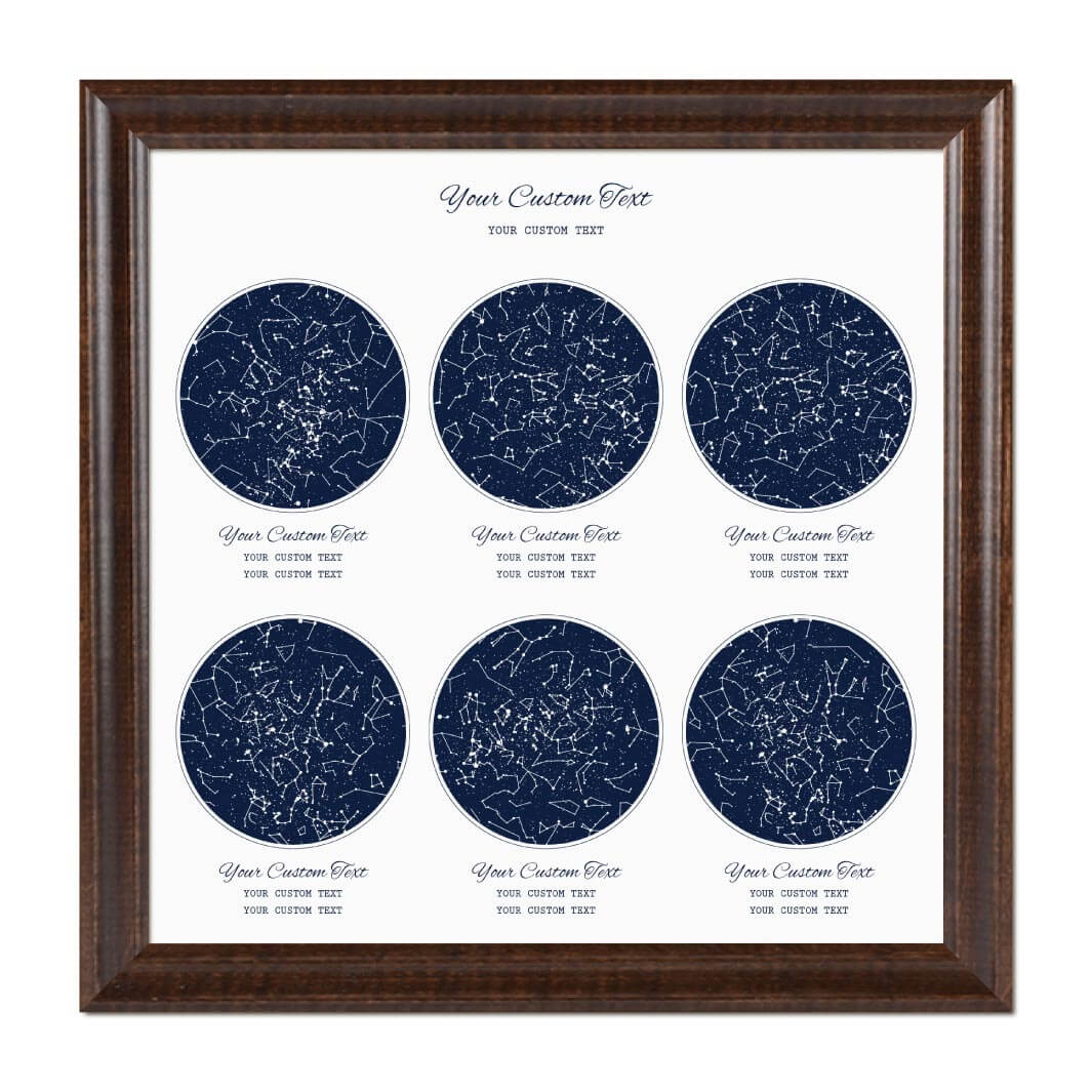 Star Map Gift Personalized With 6 Night Skies, Square, Espresso Beveled Framed Art Print#color-finish_espresso-beveled-frame