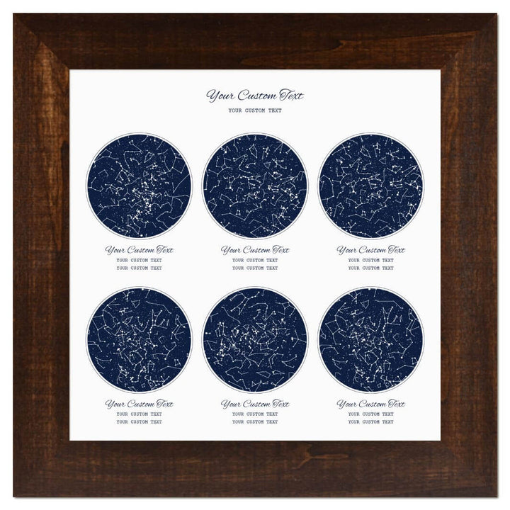 Star Map Gift Personalized With 6 Night Skies, Square, Espresso Wide Framed Art Print#color-finish_espresso-wide-frame