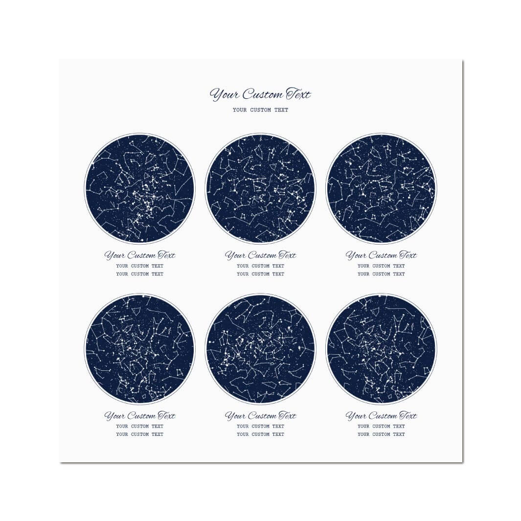 Star Map Gift Personalized With 6 Night Skies, Square, Unframed Art Print#color-finish_unframed