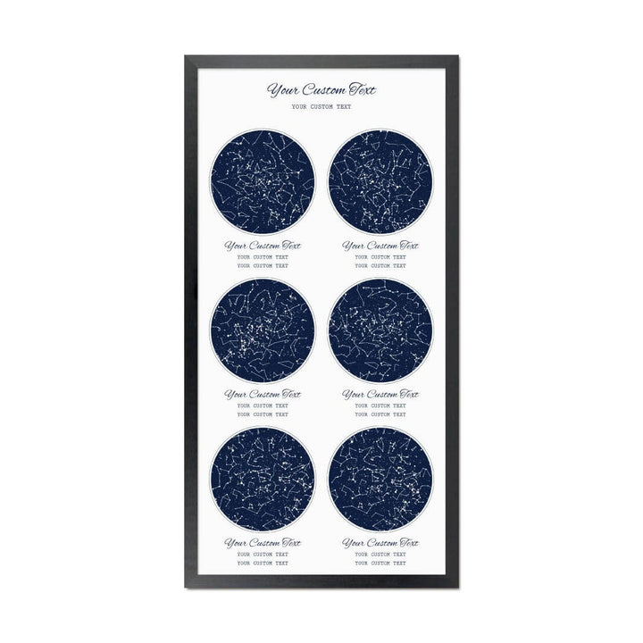 Star Map Gift Personalized With 6 Night Skies, Vertical, Black Thin Framed Art Print#color-finish_black-thin-frame