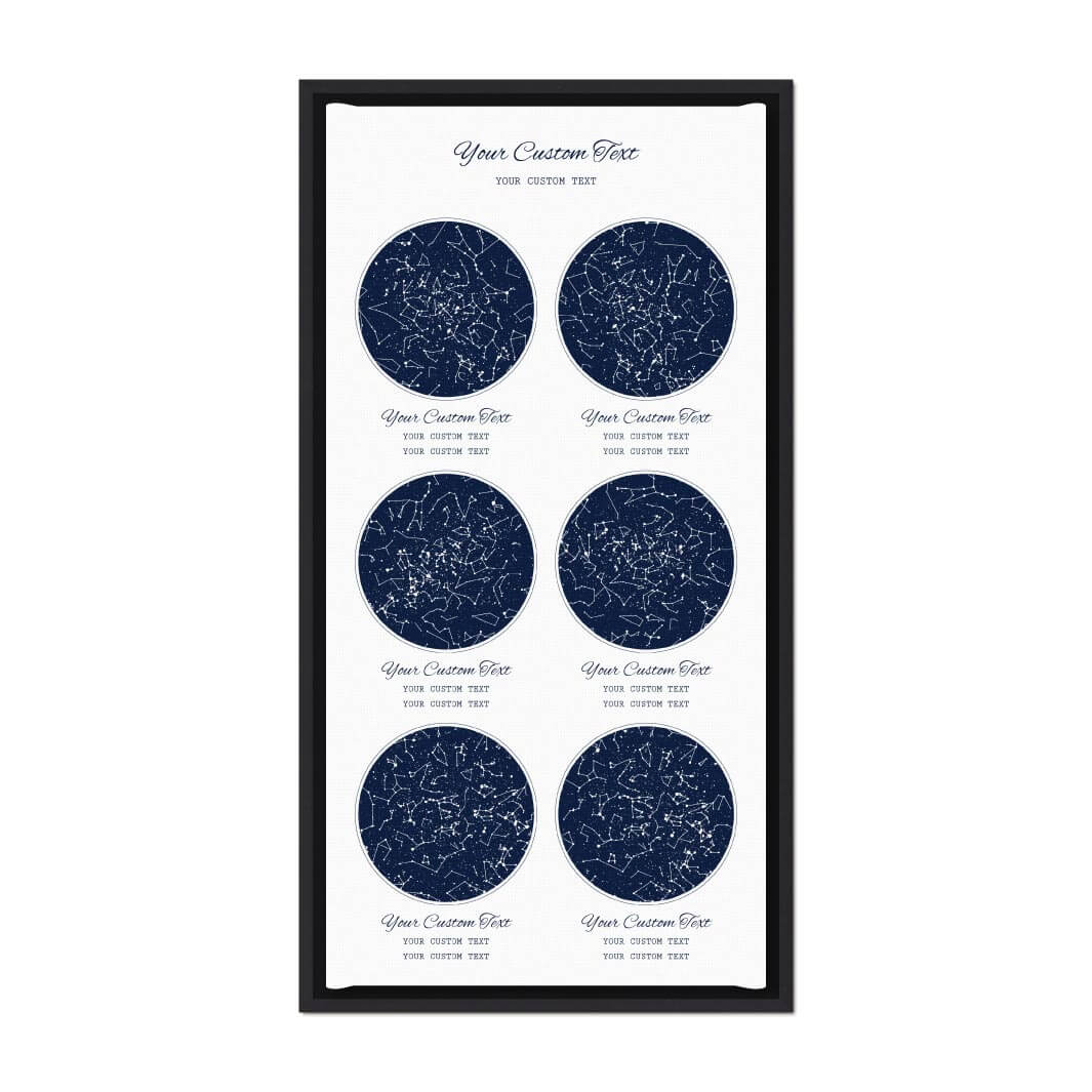 Star Map Gift Personalized With 6 Night Skies, Vertical, Black Floater Framed Art Print#color-finish_black-floater-frame