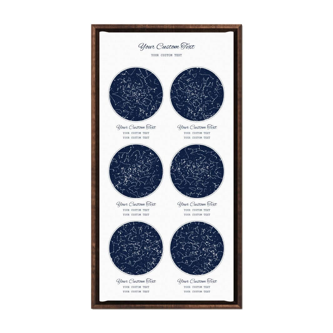 Star Map Gift Personalized With 6 Night Skies, Vertical, Espresso Floater Framed Art Print#color-finish_espresso-floater-frame
