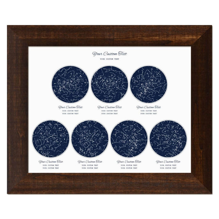 Star Map Gift Personalized With 7 Night Skies, Horizontal, Espresso Wide Framed Art Print#color-finish_espresso-wide-frame