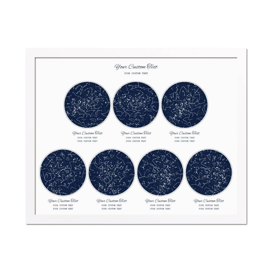 Star Map Gift Personalized With 7 Night Skies, Horizontal, White Thin Framed Art Print#color-finish_white-thin-frame