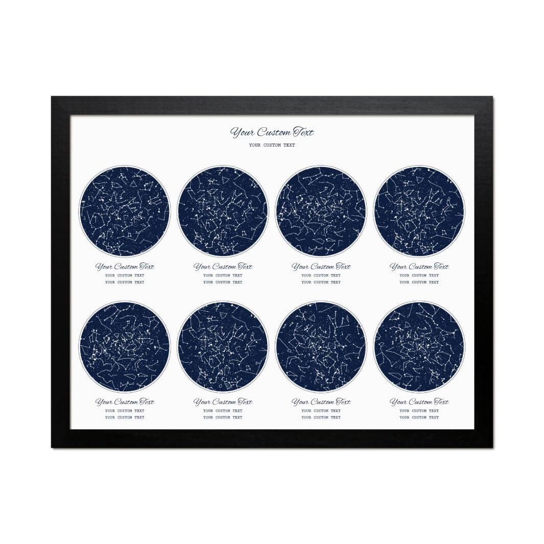 Star Map Gift Personalized With 8 Night Skies, Horizontal, Black Thin Framed Art Print#color-finish_black-thin-frame