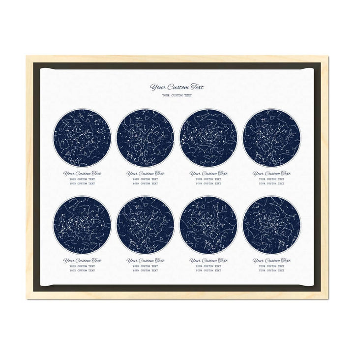 Star Map Gift Personalized With 8 Night Skies, Horizontal, Light Wood Floater Framed Art Print#color-finish_light-wood-floater-frame