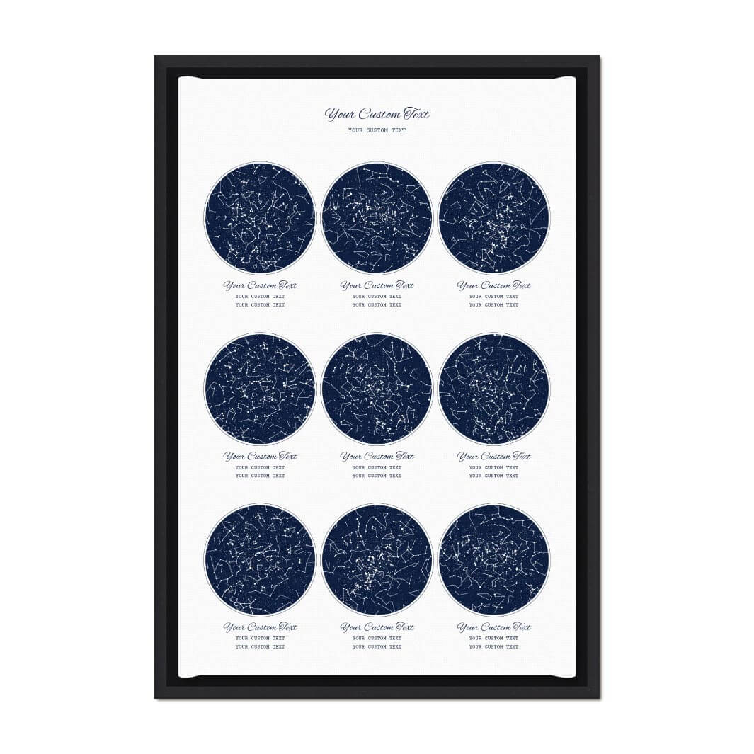 Star Map Gift Personalized With 9 Night Skies, Vertical, Black Floater Framed Art Print#color-finish_black-floater-frame