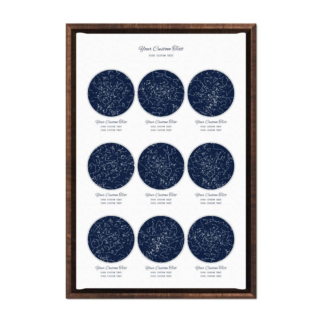 Star Map Gift Personalized With 9 Night Skies, Vertical, Espresso Floater Framed Art Print#color-finish_espresso-floater-frame