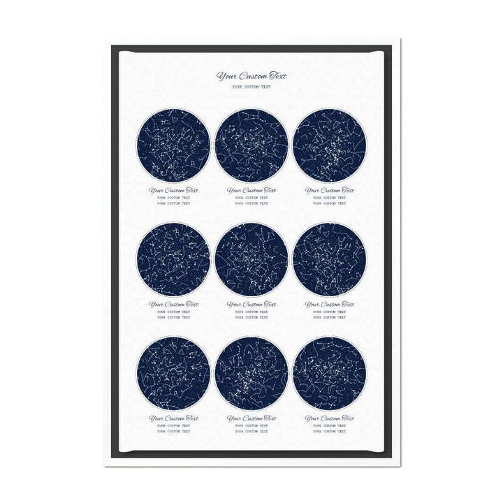 Star Map Gift Personalized With 9 Night Skies, Vertical, White Floater Framed Art Print#color-finish_white-floater-frame