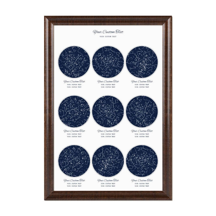 Star Map Gift Personalized With 9 Night Skies, Vertical, Espresso Beveled Framed Art Print#color-finish_espresso-beveled-frame