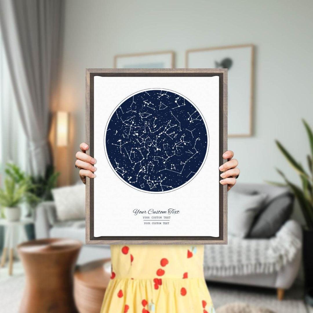 Custom Night Sky Print with 1 Star Map, Personalized Vertical Canvas Poster, Gray Floater Frame, Styled#color-finish_gray-floater-frame