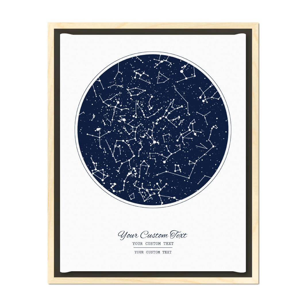 Custom Night Sky Print with 1 Star Map, Personalized Vertical Canvas Poster, Light Wood Floater Frame#color-finish_light-wood-floater-frame