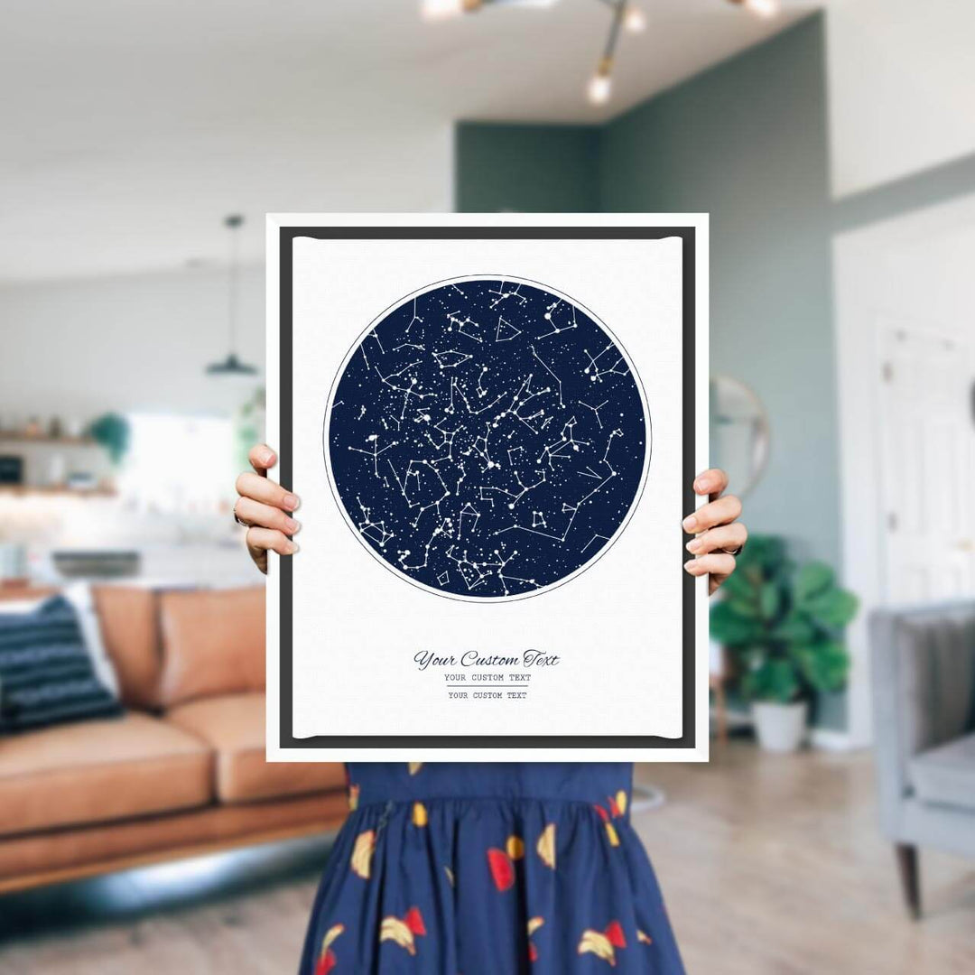 Custom Night Sky Print with 1 Star Map, Personalized Vertical Canvas Poster, White Floater Frame, Styled#color-finish_white-floater-frame
