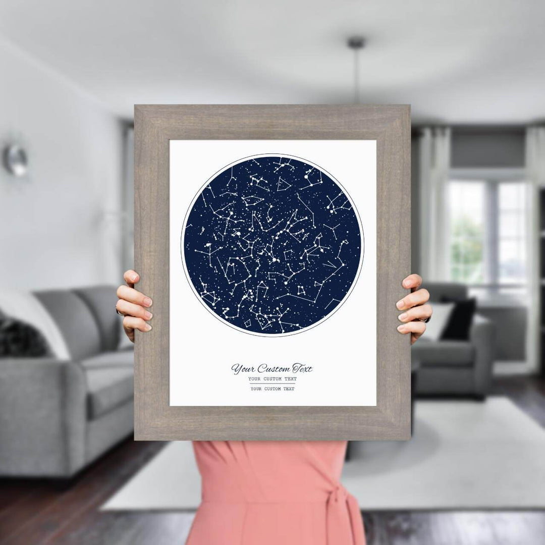 Star Map Gift with 1 Night Sky, Personalized Vertical Paper Poster, Gray Wide Frame, Styled#color-finish_gray-wide-frame