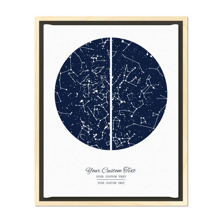 Star Map Gift with 2 Night Skies, Custom Vertical Paper Print, Light Wood Floater Frame#color-finish_light-wood-floater-frame
